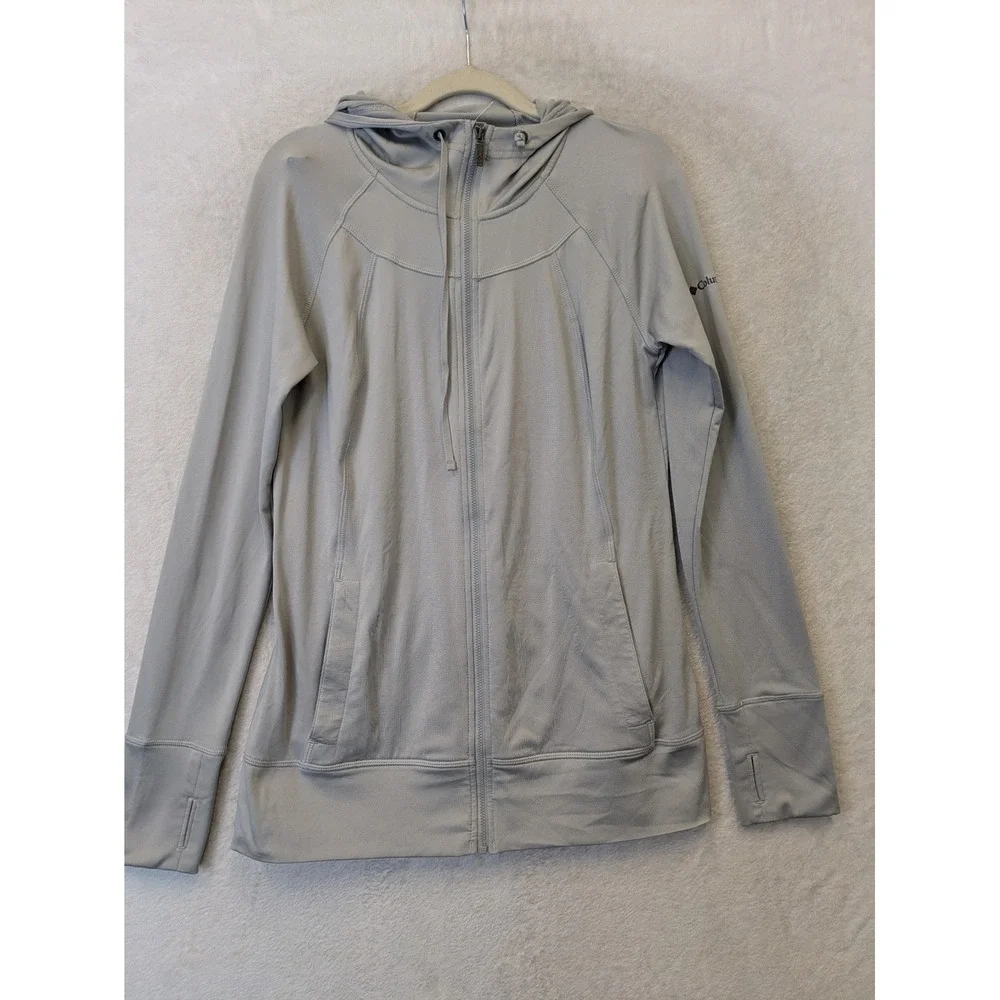 Columbia Full Zip Hoodie Women's Medium‎ Gray Thumbholes Activewear Jacket